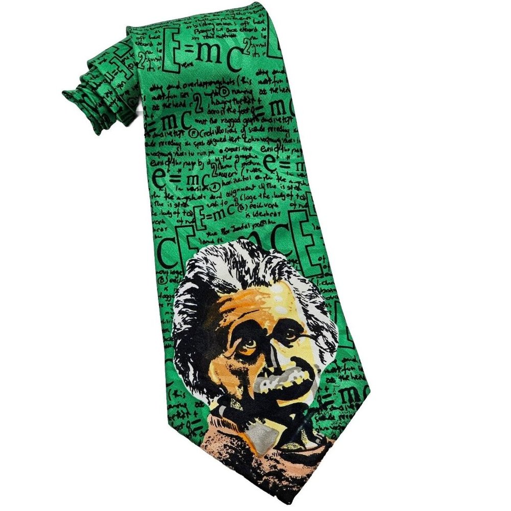 Gold City 100% Silk Tie Albert Einstein E=MC2 Pointed Men's Tie